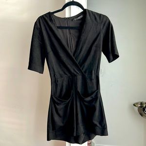 Belted black velour romper  very flattering on